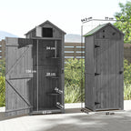 Wooden Garden Shed, Utility Outdoor Small Shed with Lockable Double Doors, Shelves and Roof Hatch Outsunny