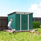 8.5 x 6ft Metal Shed with Lightsky Panels, Garden Storage Tool House with Double Doors for Garden, Patio and Lawn Outsunny