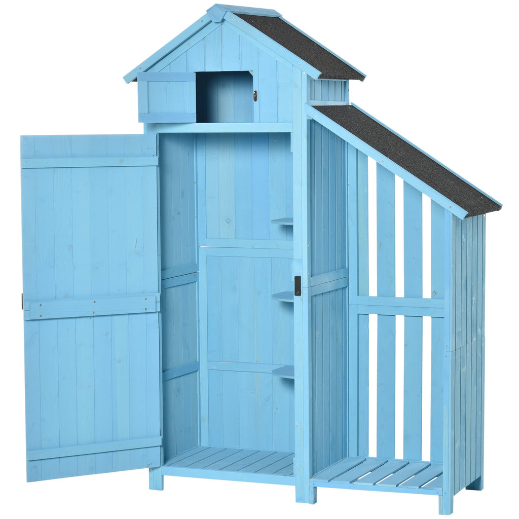 Wooden Shed, Garden Storage Cabinet with Log Store, Waterproof Asphalt Roof and Lockable Door, Narrow Tool Organizer, 130 x 55 x 180 cm Outsunny