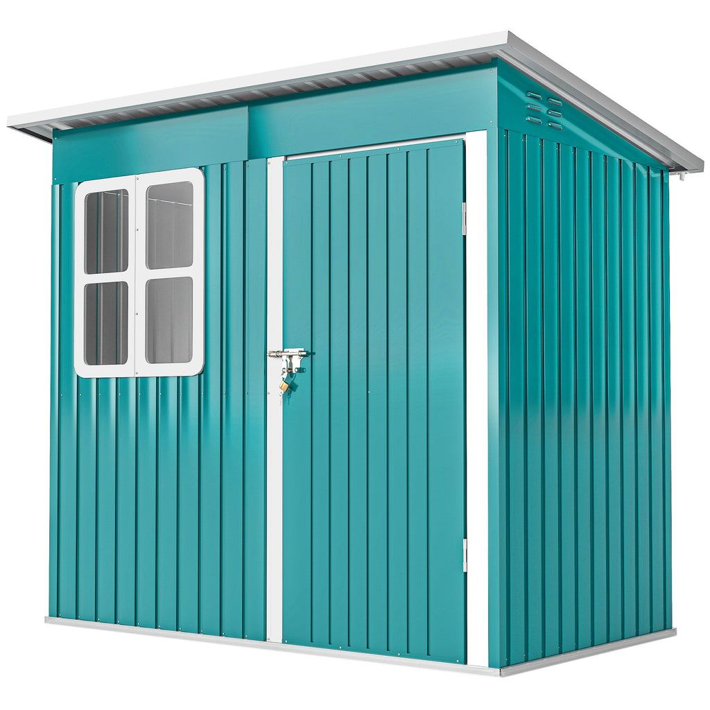 7 x 4ft Galvanised Steel Garden Shed, with Lock and Gloves Outsunny
