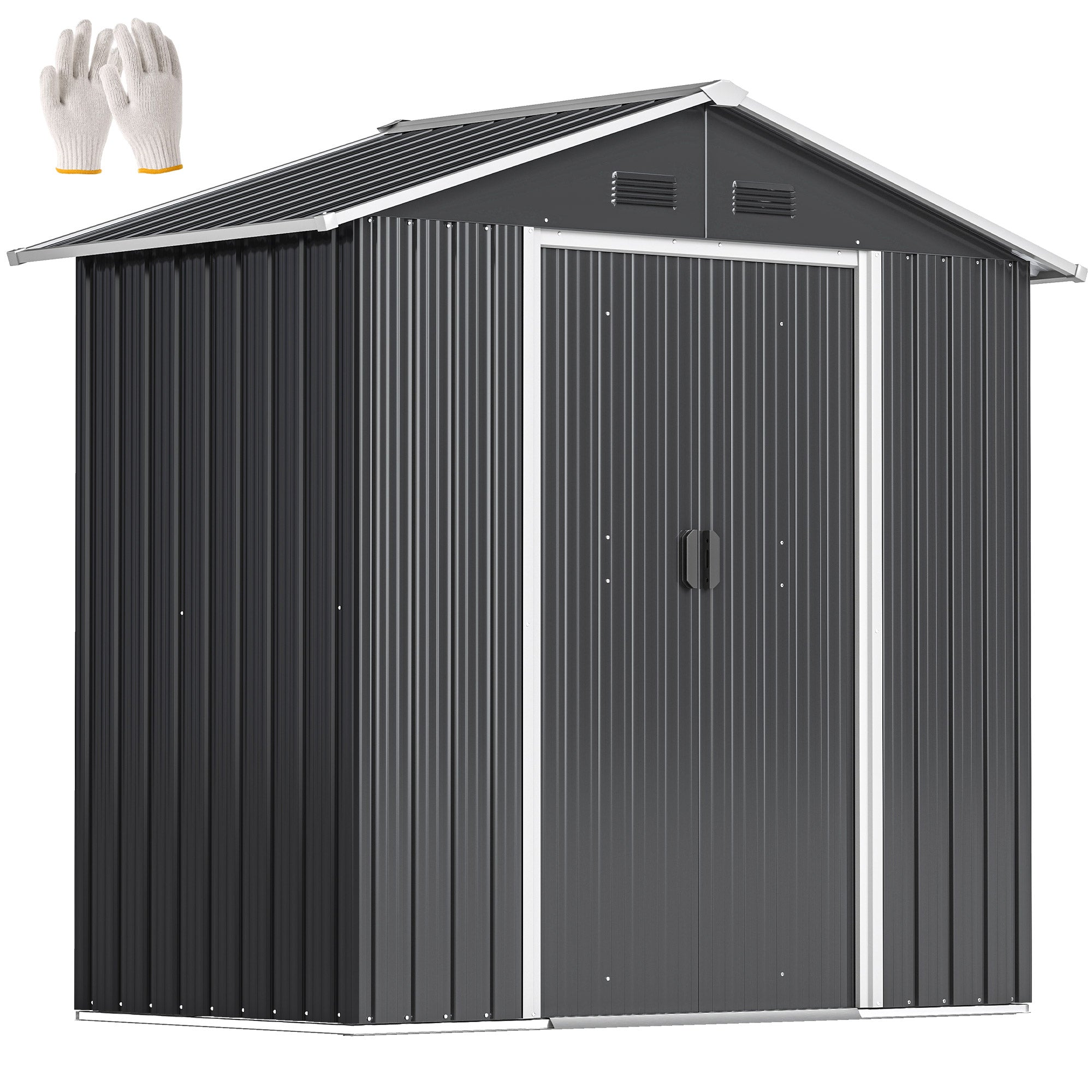 6.5x3.5ft Metal Garden Storage Shed for Outdoor Tool Storage with Double Sliding Doors and 4 Vents Outsunny