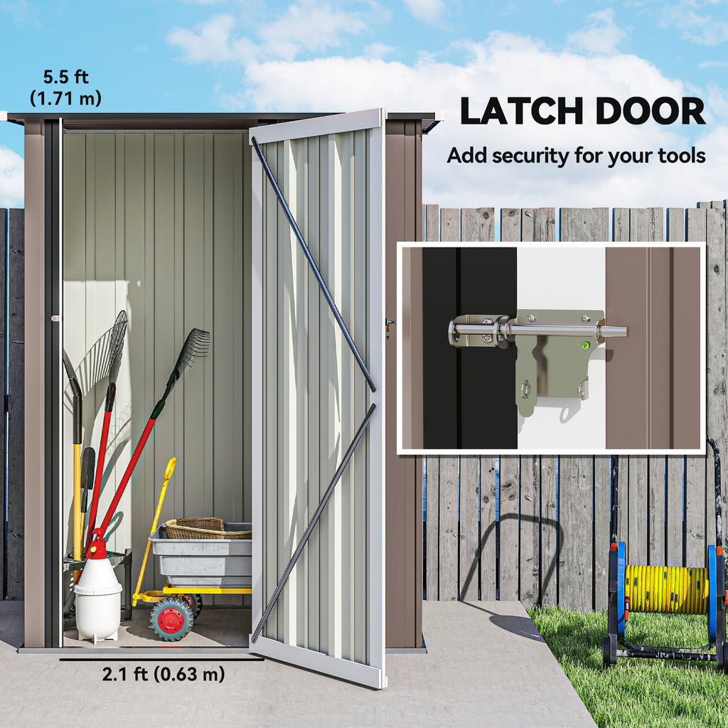 5ft x 3ft Metal Garden Storage Shed, Outdoor Tool Shed with Sloped Roof, Lockable Door for Tools, Equipment Outsunny
