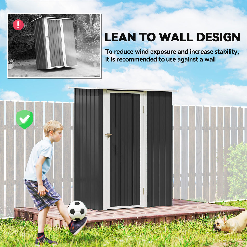 5ft x 3ft Metal Garden Storage Shed, Outdoor Tool Shed with Sloped Roof, Lockable Door for Tools, Equipment Outsunny