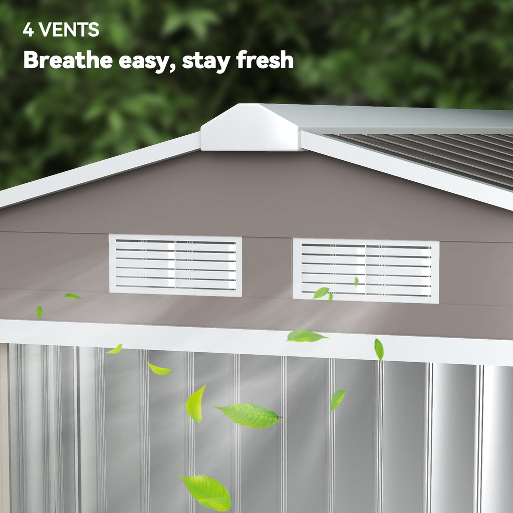 7ft x 4ft Lockable Garden Metal Storage Shed Storage Roofed Tool Metal Shed w/ Air Vents Steel Outsunny