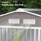 7ft x 4ft Lockable Garden Metal Storage Shed Storage Roofed Tool Metal Shed w/ Air Vents Steel Outsunny