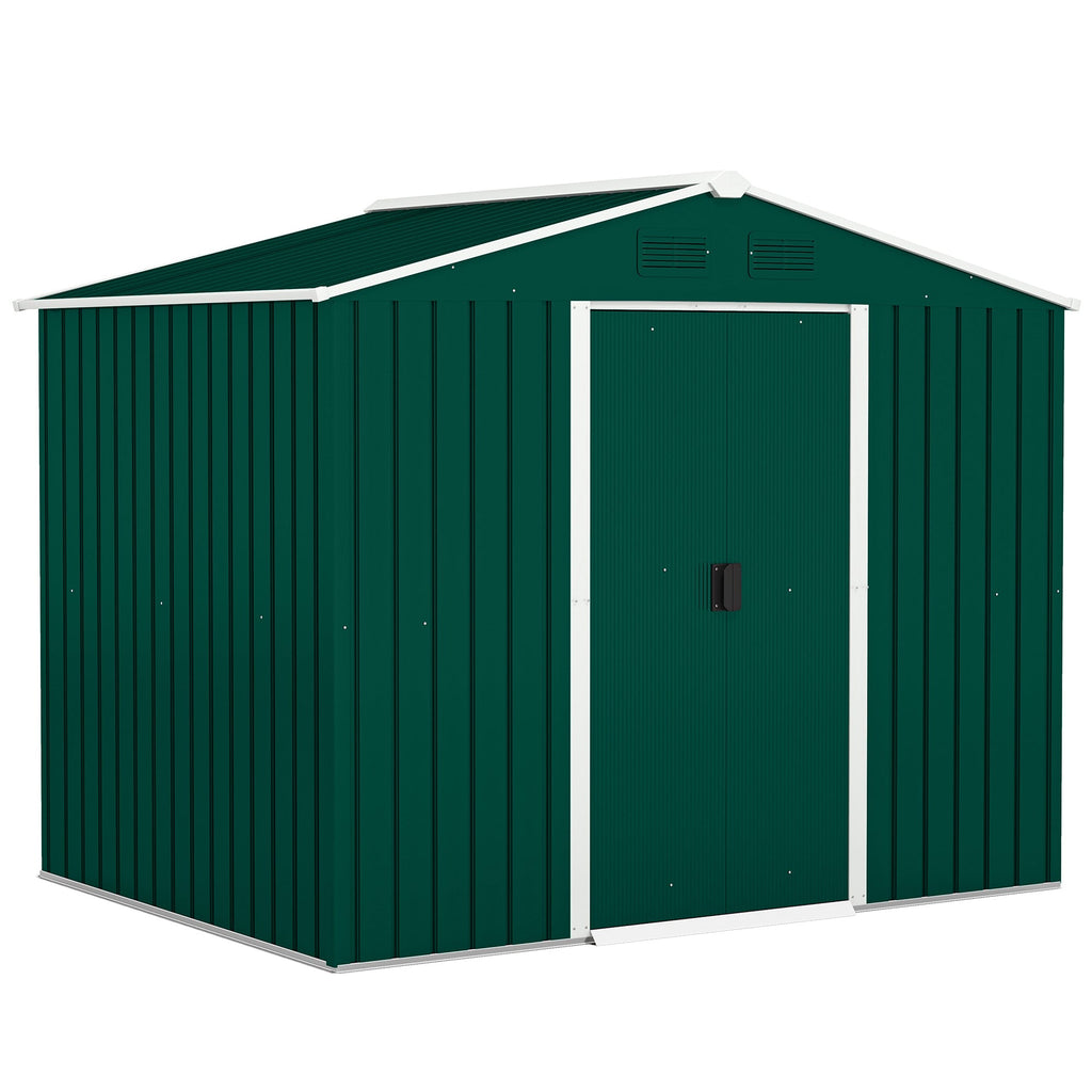 Large Garden Storage Shed, 7.7 x 5.7 with Ventilation Slots and Sliding Doors for Gardeners Outsunny