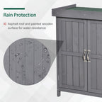 Small Shed, Wooden Garden Shed with Openable Hinged Roof and Removable Shelf, Outdoor Tool Storage Cabinet Chest with Double Doors, 74 x 43 x 88 cm Outsunny