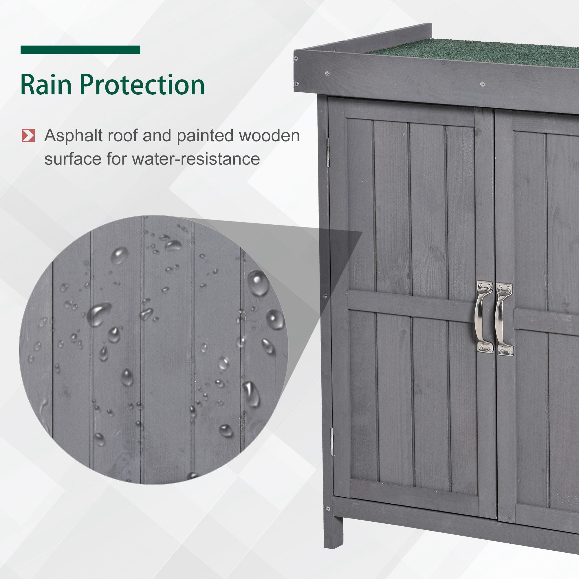 Small Shed, Wooden Garden Shed with Openable Hinged Roof and Removable Shelf, Outdoor Tool Storage Cabinet Chest with Double Doors, 74 x 43 x 88 cm Outsunny