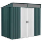 6.5 x 4FT Galvanised Metal Shed with Foundation Kit, Lockable Tool Garden Shed with Double Sliding Doors, Vents Outsunny