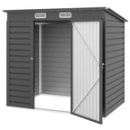 4 x 6ft Galvanised Metal Garden Shed, with Locking Door - Grey Outsunny