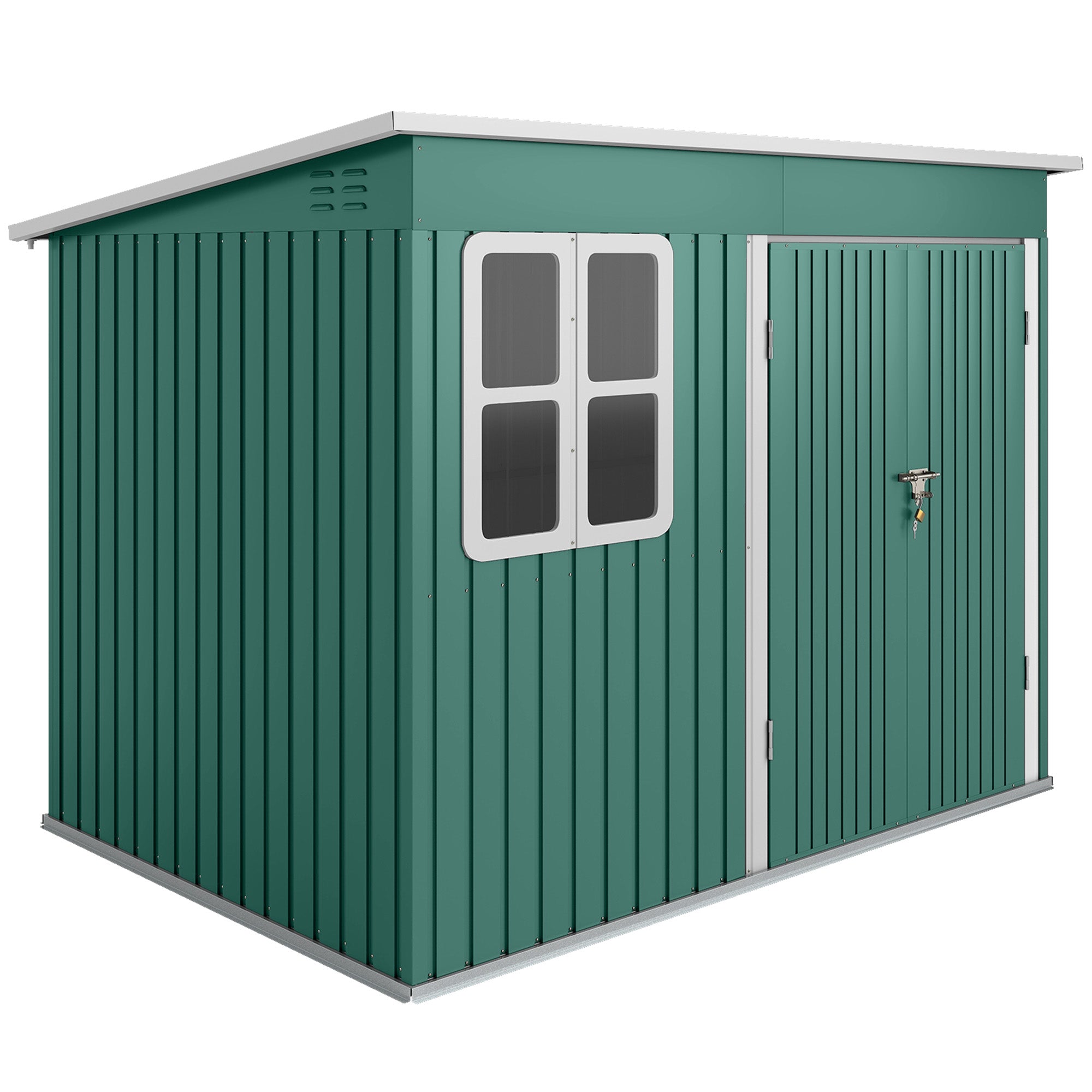 8.5 x 6ft Storage Shed Galvanised Steel Garden Shed, Metal Shed with Foundation Kit, Window, Lockable Wide Doors and Air Vents for Outdoor Patio Outsunny