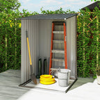 Small Metal Garden Shed 3.3 x 3.4 Lean To Steel Garden Shed with Locking Door, Brown Outsunny