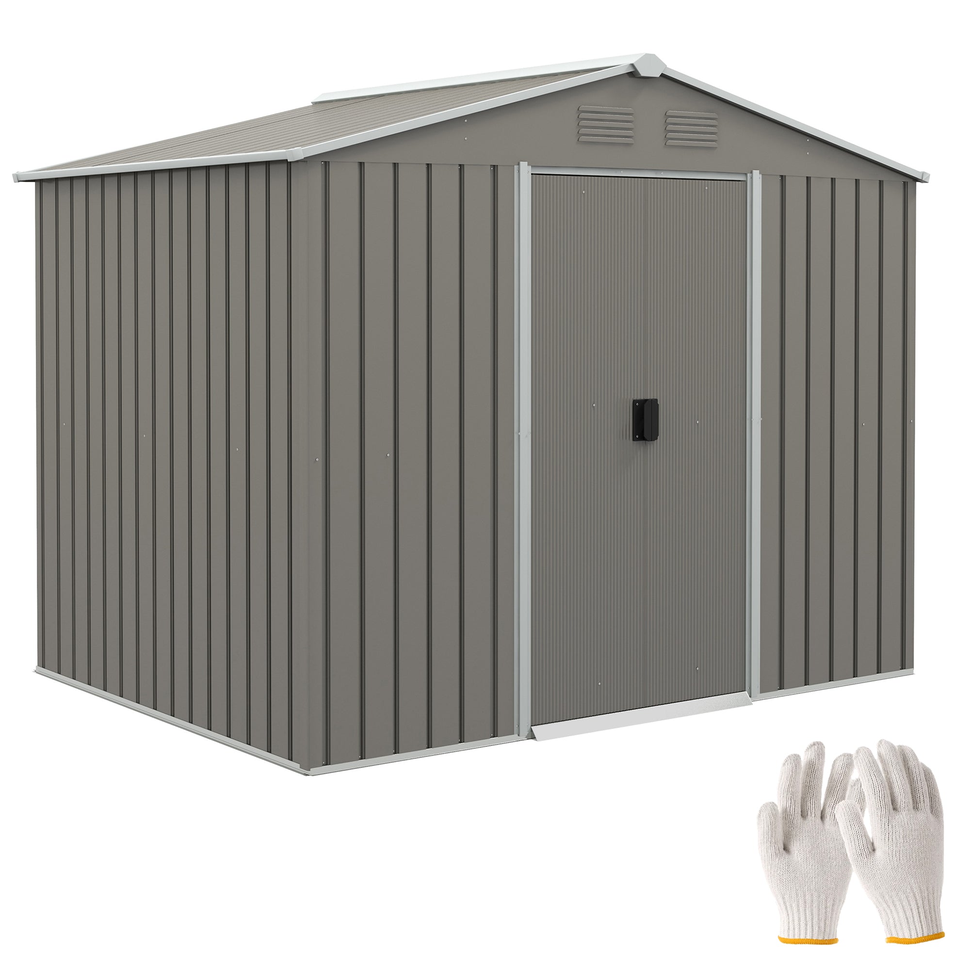 7.7 x 5.7ft Outdoor Garden Storage Shed, Metal Tool House with Ventilation and Sliding Doors Outsunny