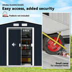 9 x 6ft Metal Bicycle Shed, Outdoor Storage Tool House with Ventilation Slots, Foundation Kit and Lockable Double Doors Outsunny