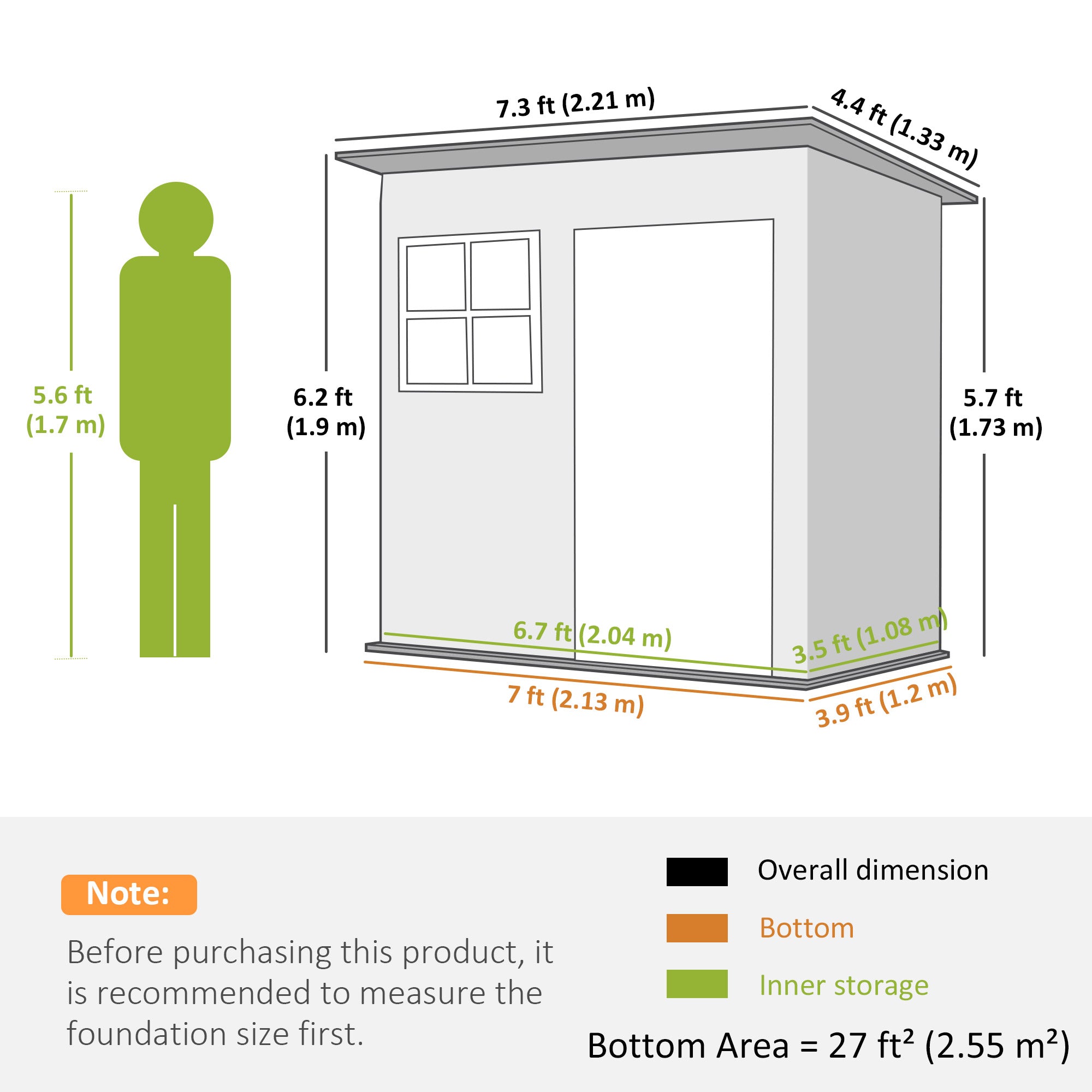 7 x 4ft Galvanised Steel Garden Shed, with Lock and Gloves Outsunny