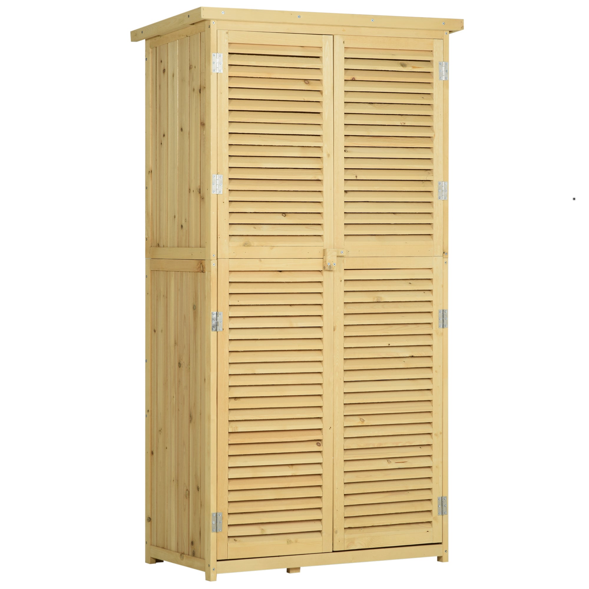 87 x 47 x 160cm Wooden Garden Shed, Sheds & Outdoor Storage with Asphalt Roof and 2 Lockable Doors, Natural Outsunny