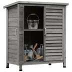 Garden Shed Wooden Garden Storage Shed 2 Door Unit Solid Fir Wood Garage Tool Organisation Cabinet, 87L x 46.5W x 96.5Hcm Outsunny