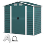 7 x 4ft Garden Shed, Easy to Assemble, Upgraded Galvanised Steel Frame with Foundation Kit, Double Doors with Lock, Outdoor Metal Shed with Vents and Gloves, Garden Storage Shed Outsunny