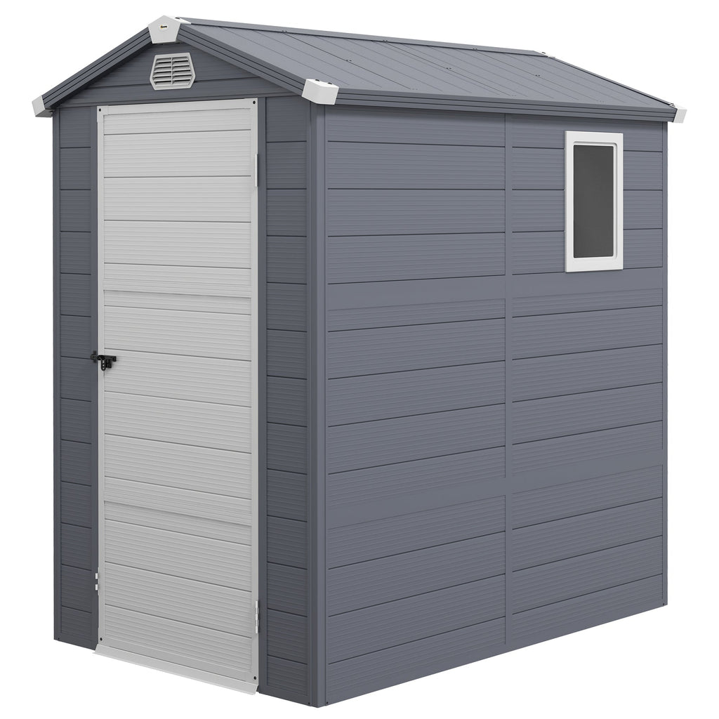 4.4ft x 6.2ft Aluminium Frame and Plastic Wall Shed, with Foundation Outsunny