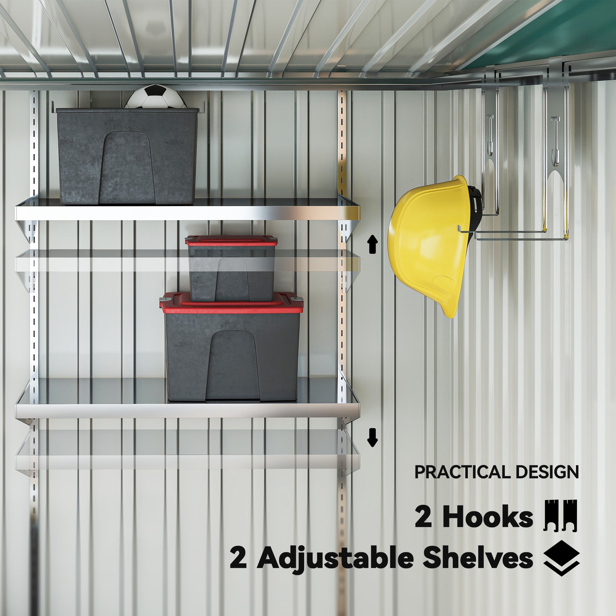 7 x 5ft Galvanised Metal Shed, with Sliding Door Outsunny