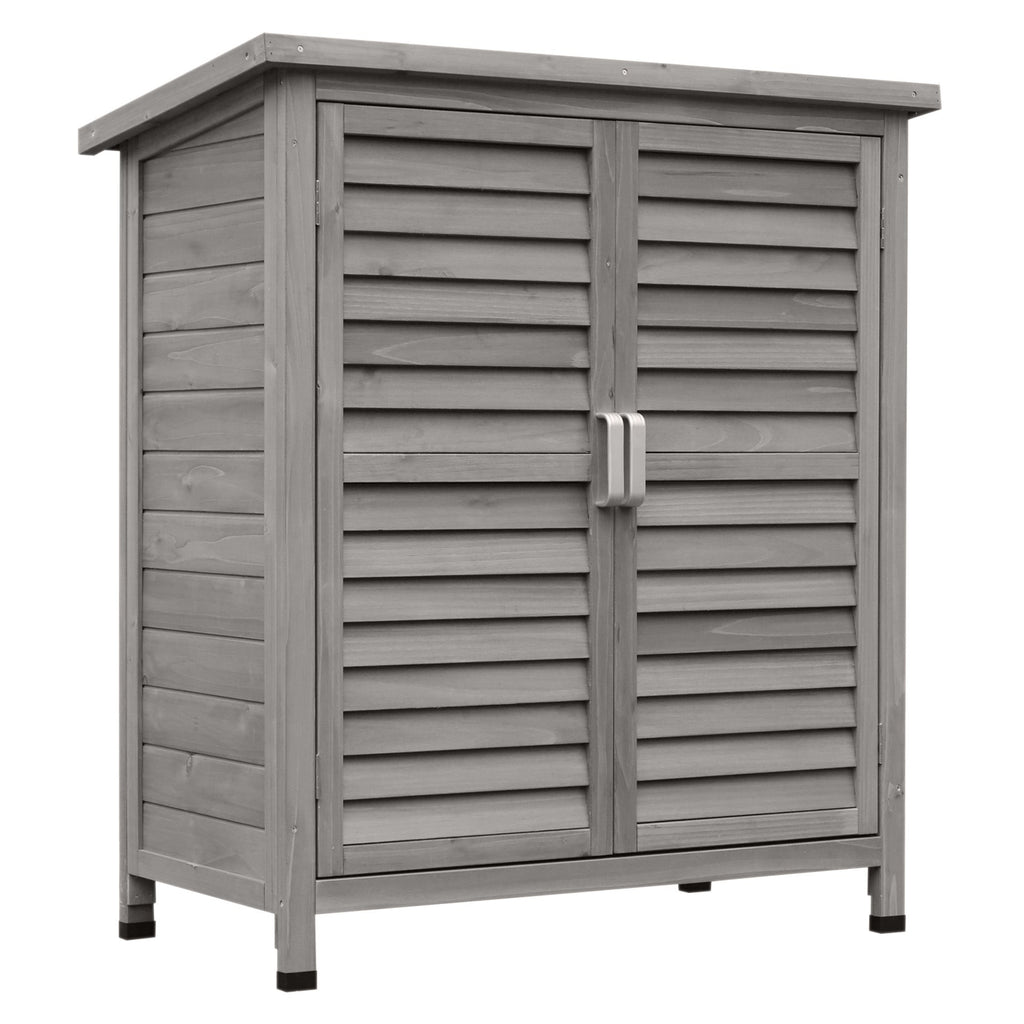 Garden Shed Wooden Garden Storage Shed 2 Door Unit Solid Fir Wood Garage Tool Organisation Cabinet, 87L x 46.5W x 96.5Hcm Outsunny