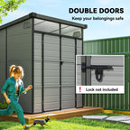 6 x 6ft Outdoor Storage Shed, Plastic Garden Shed with Windows and Air Vents, Outdoor Resin Tool Shed with Latch Doors for Garden, Deck Outsunny