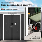 9ft x 4ft Metal Garden Shed, Outdoor Tool House with Foundation Kit, Ventilations and Double Doors Outsunny
