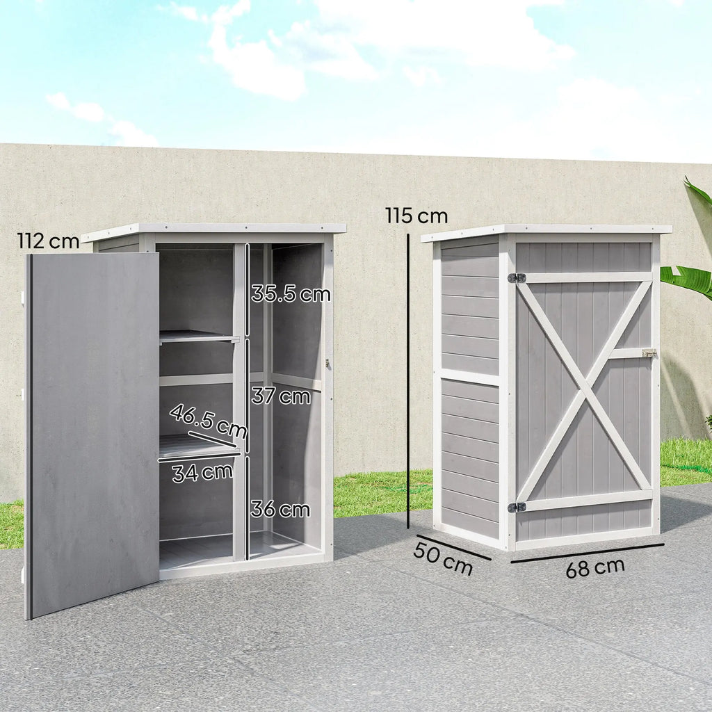 Wooden Small Shed, Garden Storage Shed with Shelves and Bolt Latch, 75L x 56W x115H cm Outsunny