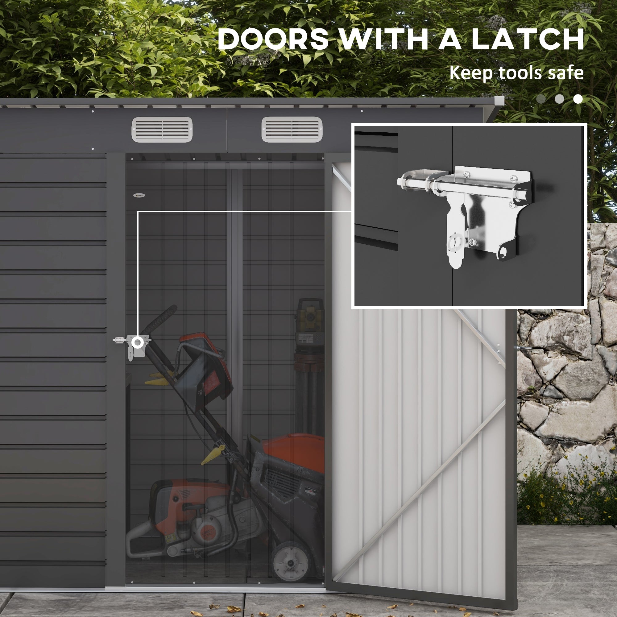 4 x 6ft Galvanised Metal Garden Shed, with Locking Door - Grey Outsunny