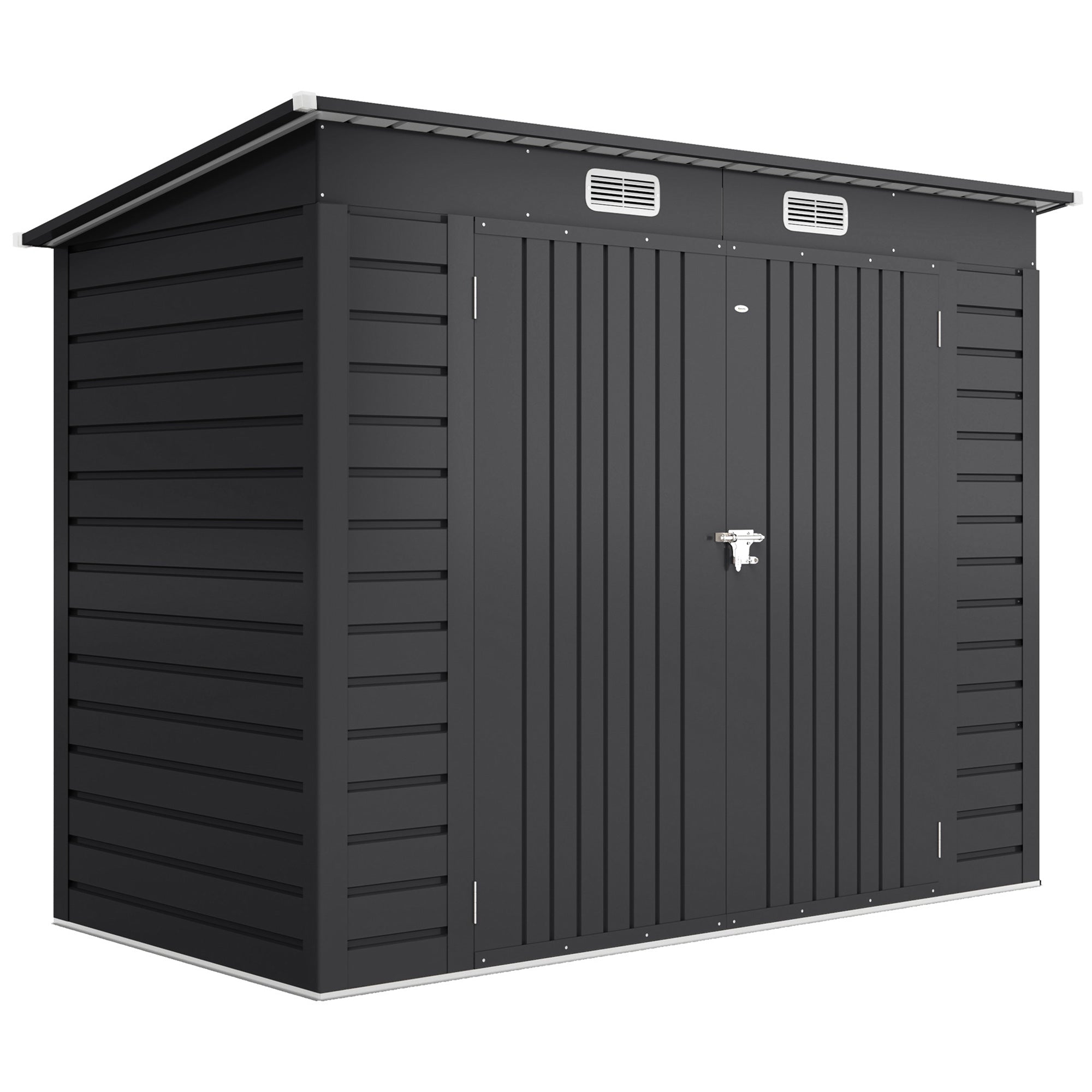 3.7 x 7.9ft Galvanised Steel Shed, with Latched Door and Padlock