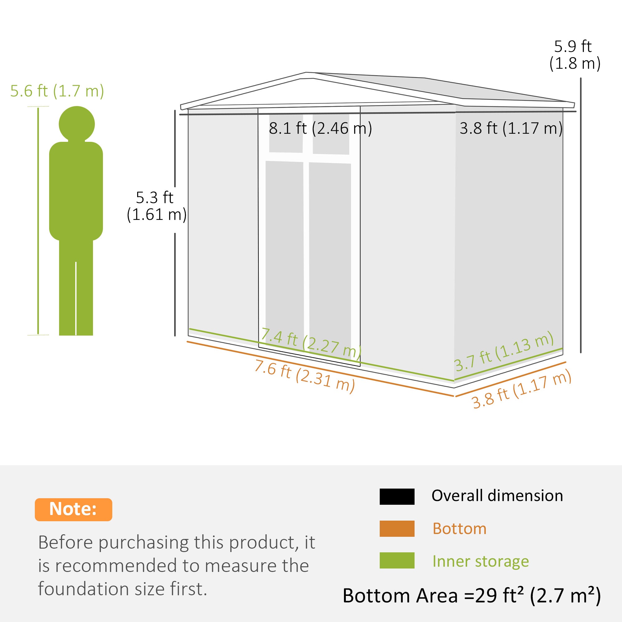 8 x 4 ft Metal Garden Shed, Garden Storage Shed with Window, 4 Vents and Lockable Door, Waterproof Galvanised Steel Tool Storage Shed Outsunny
