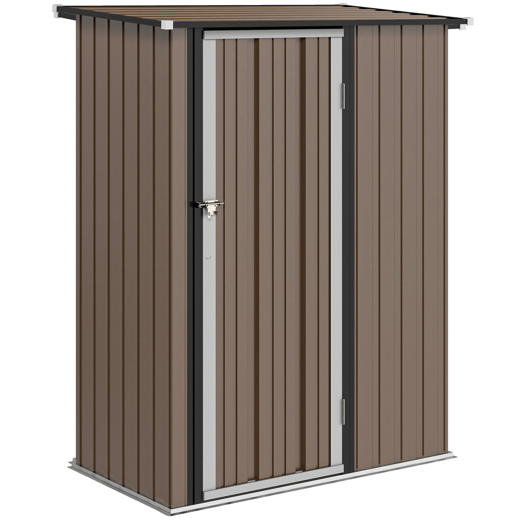 5ft x 3ft Metal Garden Storage Shed, Outdoor Tool Shed with Sloped Roof, Lockable Door for Tools, Equipment Outsunny
