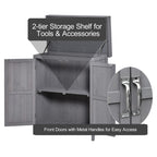 Small Shed, Wooden Garden Shed with Openable Hinged Roof and Removable Shelf, Outdoor Tool Storage Cabinet Chest with Double Doors, 74 x 43 x 88 cm Outsunny