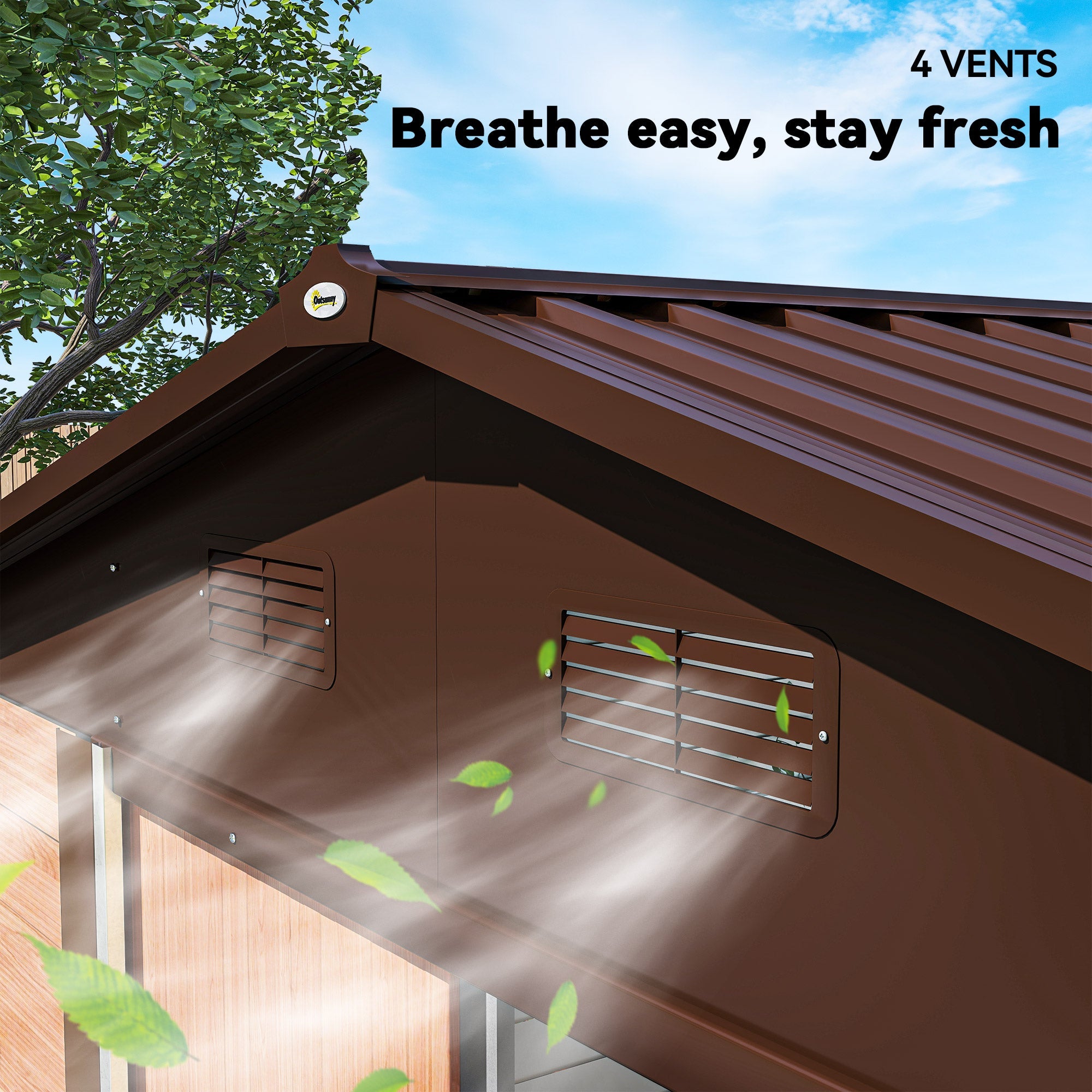 9 x 6ft Galvanised Steel Shed Wood-Effect Outsunny