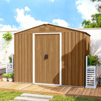 8x6 Metal Storage Shed Galvanised Steel Frame with Sloped Roof & Double Door for Homeowners, Brown Outsunny