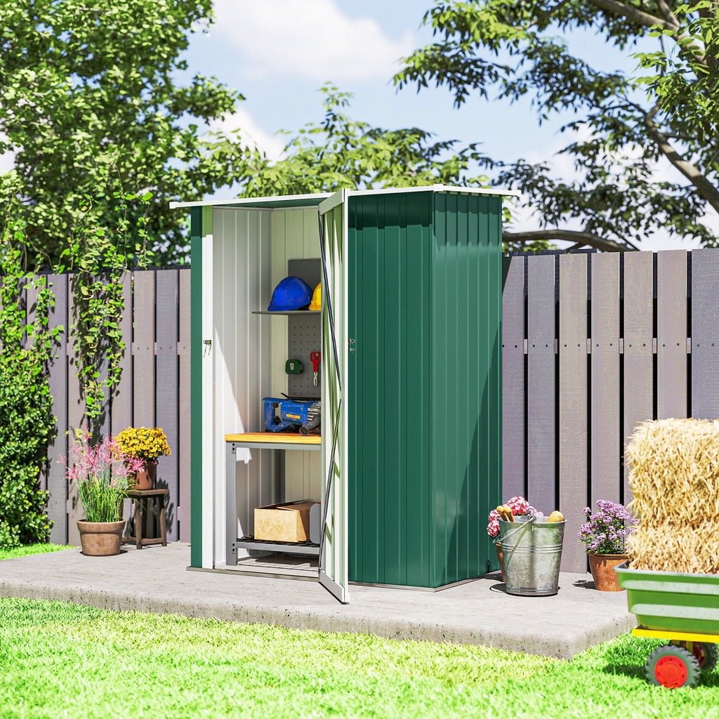 5x3 Garden Shed Metal Outdoor Tool Shed with Sloped Roof, Lockable Door for Gardeners Outsunny