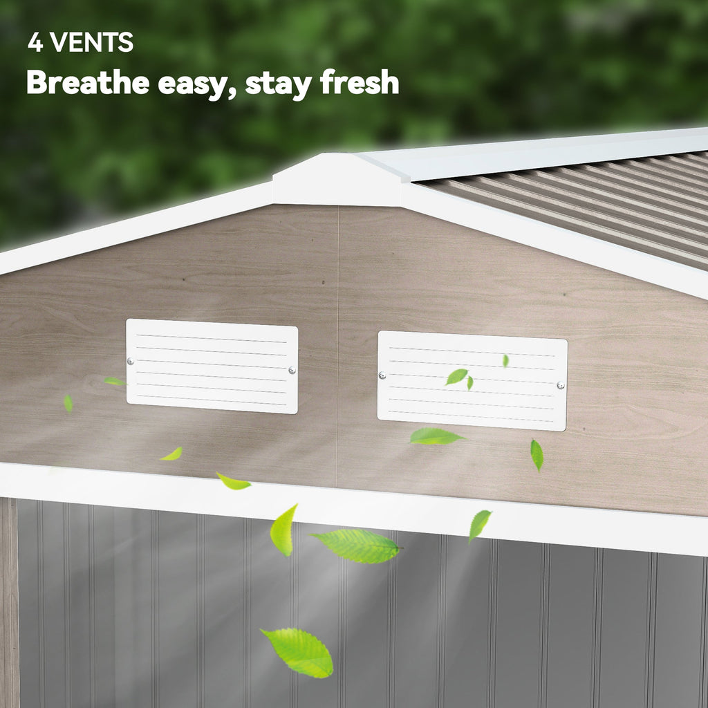 9 x 6ft Steel Garden Shed, Outdoor Storage Tool House with Vents, Foundation and Lockable Double Doors Outsunny