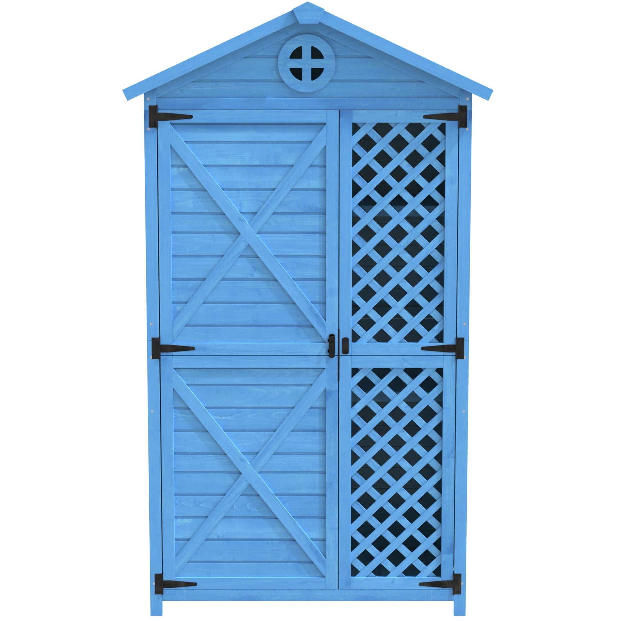 Outdoor Wooden Storage Shed with Ventilation Slots, Weatherproof Roof, Fir Wood Tool House for Garden, Backyard, 90L x 56.5W x 175.5H cm AU Store