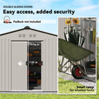 Garden Storage Shed, Metal Outdoor Storage Shed House with Foundation Kit, Ventilation, Doors, 9 x 6FT, Grey Outsunny