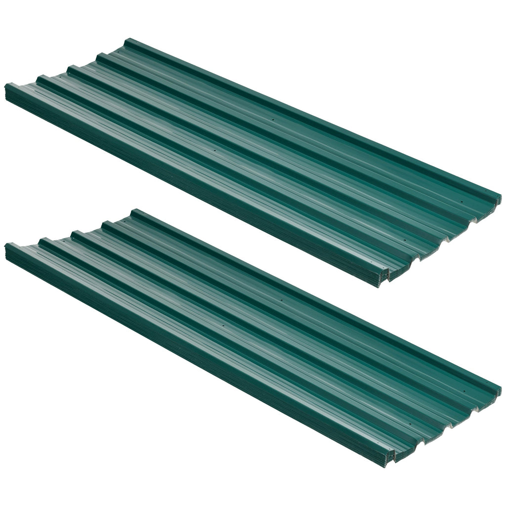 Corrugated Roofing Sheets, Pack of 24, Galvanised Metal Roofing Sheets for Greenhouse, Garage, Storage Shed, Carport, 129 x 45cm, Green Outsunny