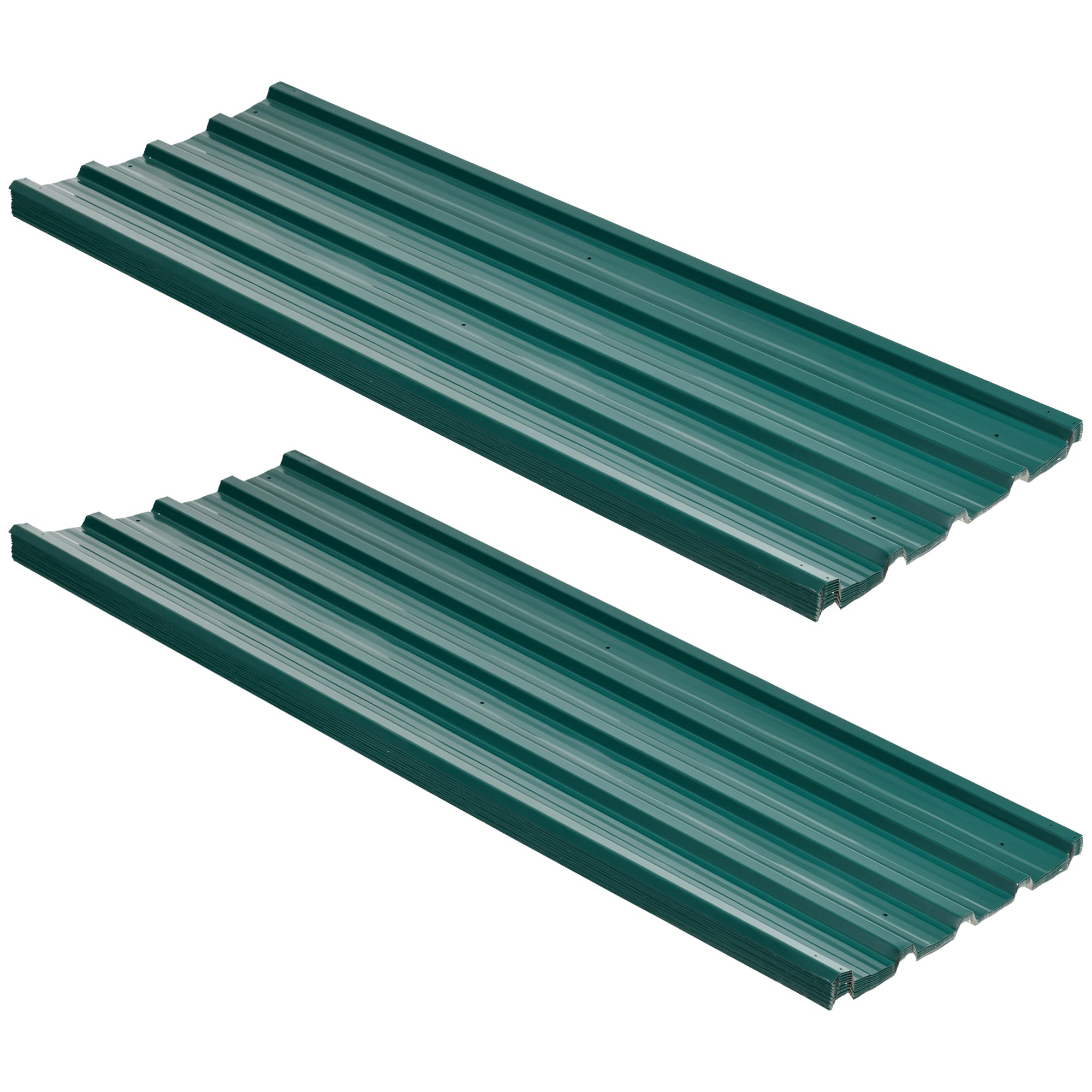 Corrugated Roofing Sheets, Pack of 24, Galvanised Metal Roofing Sheets for Greenhouse, Garage, Storage Shed, Carport, 129 x 45cm, Green Outsunny