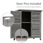 Garden Shed Wooden Garden Storage Shed 2 Door Unit Solid Fir Wood Garage Tool Organisation Cabinet, 87L x 46.5W x 96.5Hcm Outsunny