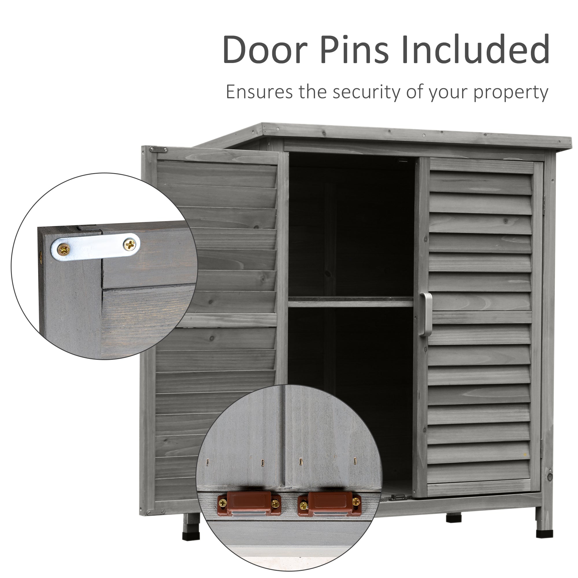Garden Shed Wooden Garden Storage Shed 2 Door Unit Solid Fir Wood Garage Tool Organisation Cabinet, 87L x 46.5W x 96.5Hcm Outsunny