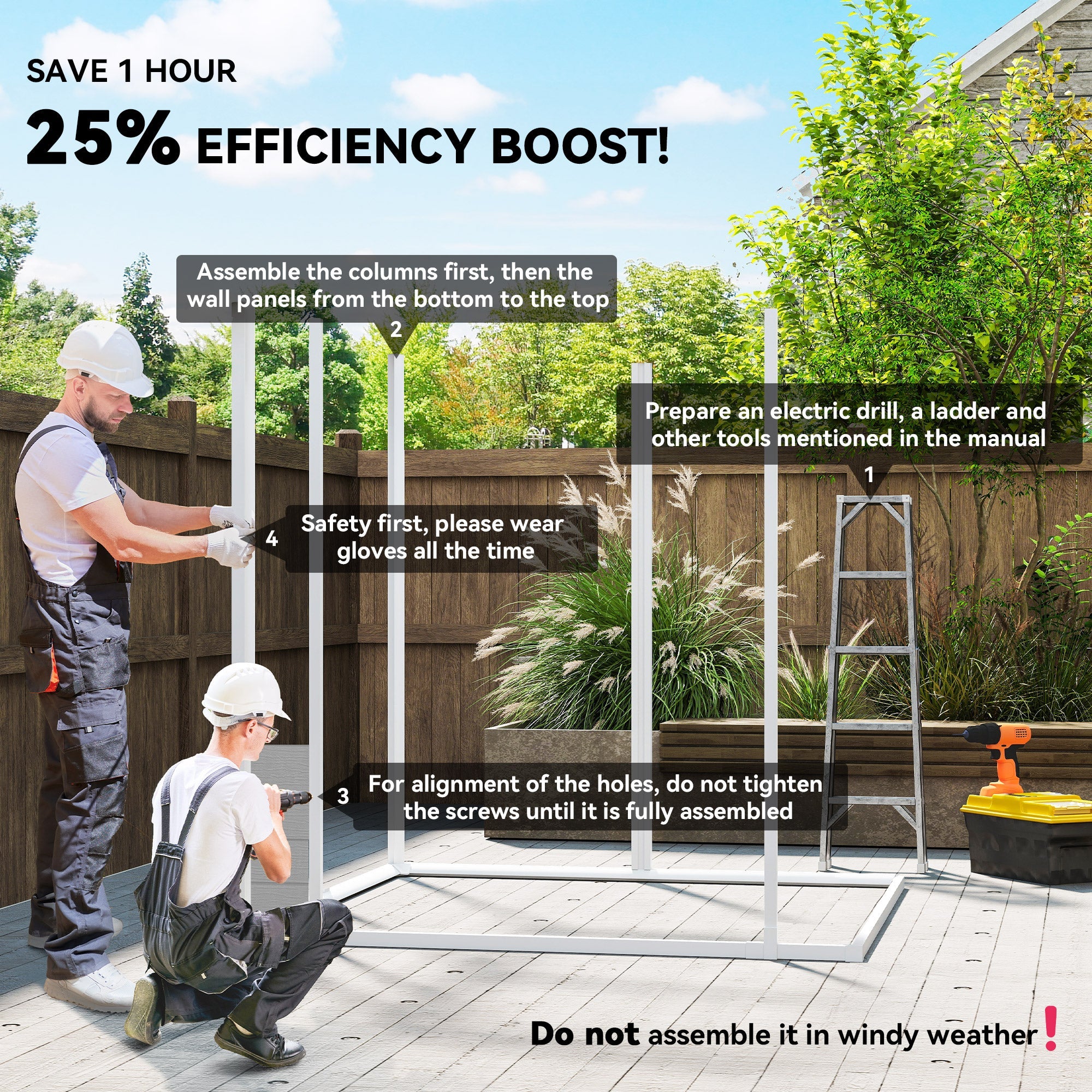 6 x 5ft Garden Shed, Plastic Shed with Floor, Window, Lockable Doors and Vents, Wood Effect Resin Tool Shed for Outdoor Patio Outsunny