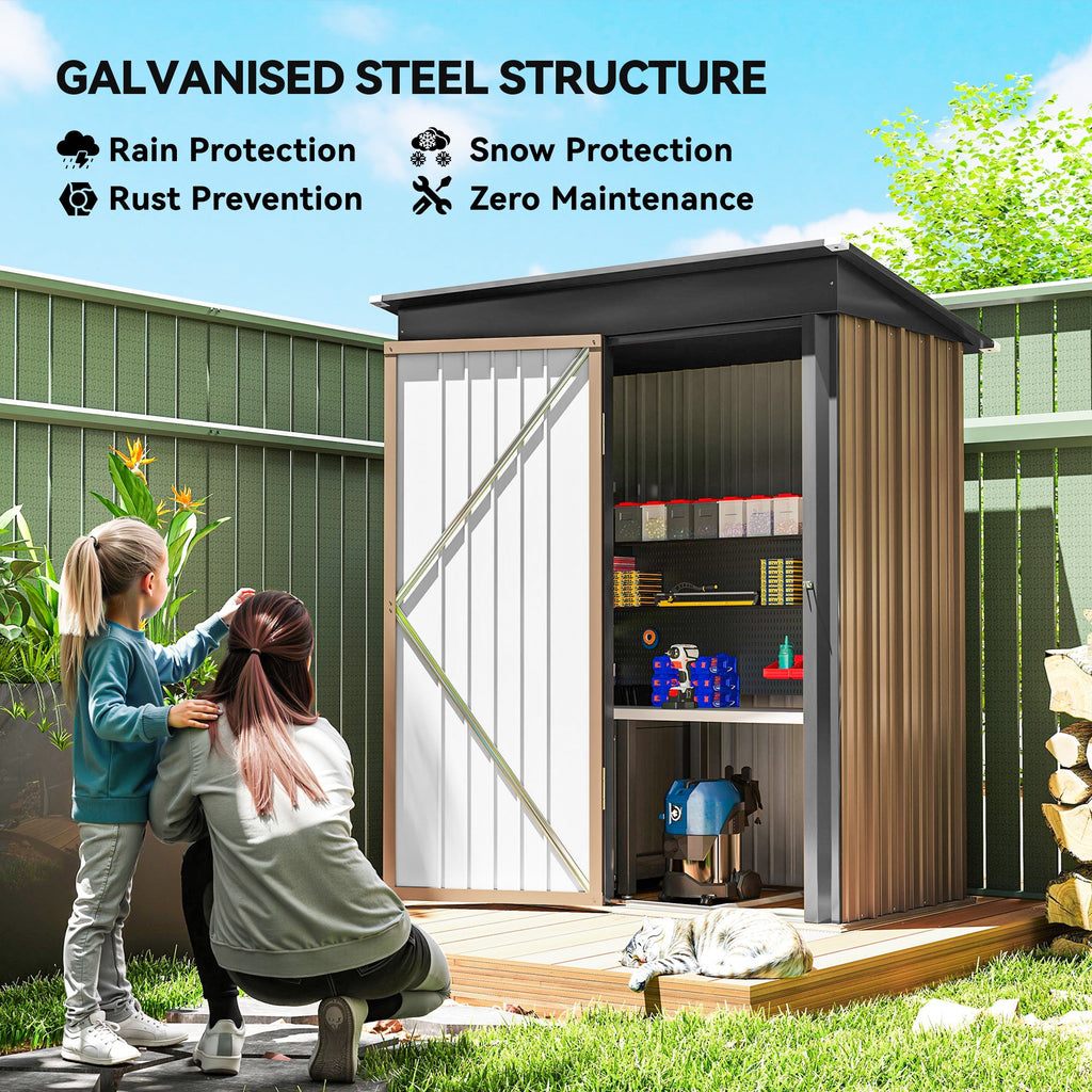 5 x 3ft Corrugated Steel Storage Shed, with Lock Outsunny