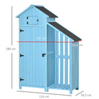 Wooden Shed, Garden Storage Cabinet with Log Store, Waterproof Asphalt Roof and Lockable Door, Narrow Tool Organizer, 130 x 55 x 180 cm Outsunny