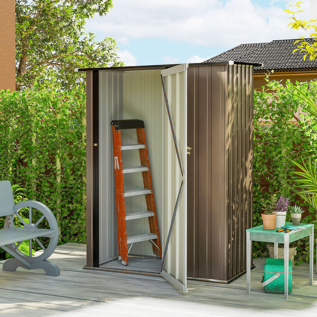 5ft x 3ft Metal Garden Storage Shed, Outdoor Tool Shed with Sloped Roof, Lockable Door for Tools, Equipment Outsunny