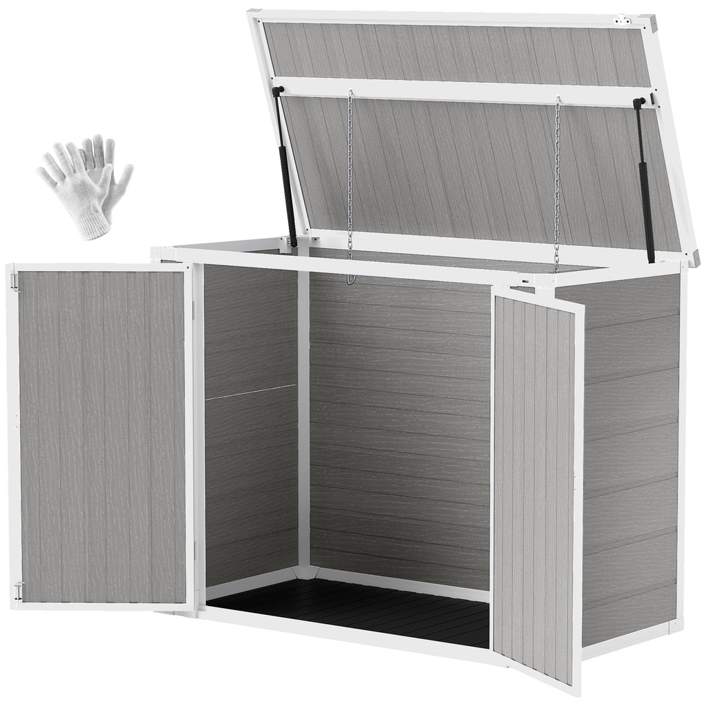 4.7 x 2.5FT Garden Shed, Double Bin Storage Shed with Lockable Doors, Outdoor Small Shed with Openable Lid for 2 Trash Cans, Garden Tools Outsunny