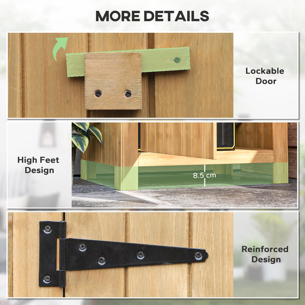 Small Shed, Wooden Garden Storage Shed with 3 Shelves, Outdoor Tool Storage Cabinet with Tilt Roof and Lockable Door, 77.5 x 54.2 x 179.5 cm, Natural Outsunny