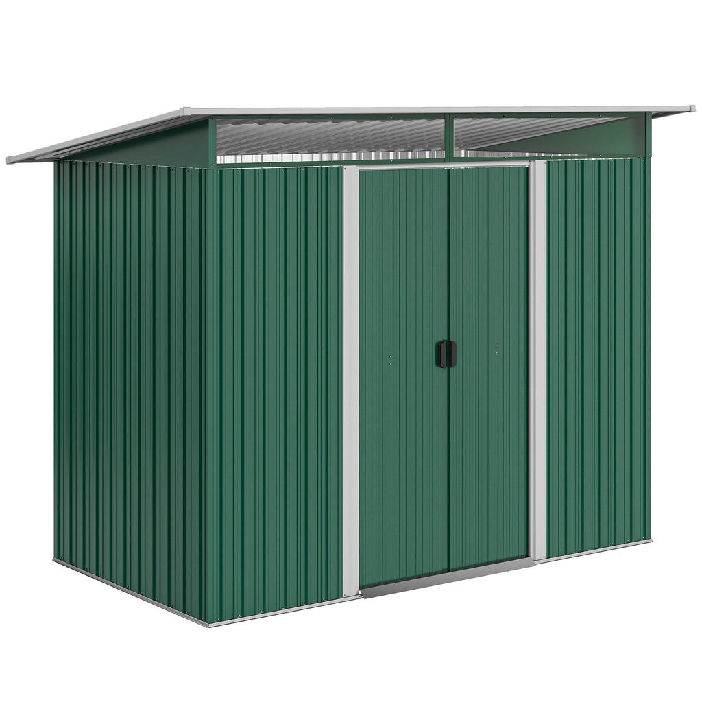 8.5 x 4ft Metal Shed with Lightsky Panels, Garden Storage Tool House with Double Doors for Garden, Patio and Lawn Outsunny